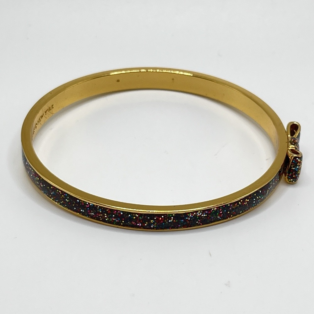 Kate Spade New York Gold & Color Glitter Bow Bangle Bracelet -‎ Light Inner Wear - Picture 5 of 11